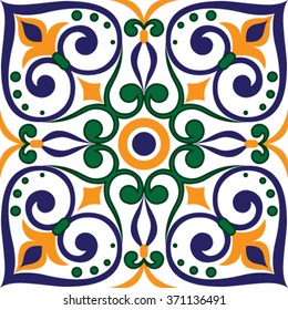 Seamless pattern, vector art, majolica, drawing, Arabic