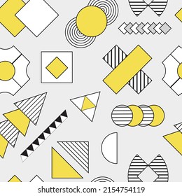 Seamless pattern. Vector background. Geometric shapes, vector design, yellow and grayscale.