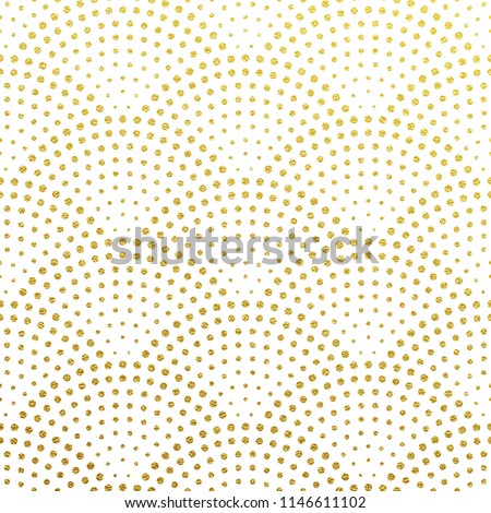 Seamless pattern vector background of glittery golden scales or fountain confetti in retro Gatsby design with art deco gold glittering dots on white