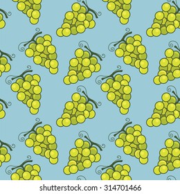 Seamless pattern vector background illustration with grapes for autumn season and thanksgiving.