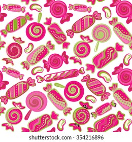 Seamless pattern vector  background with lollipops and candies. Vector seamless background with colorful candies.