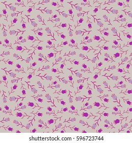 Seamless pattern vector background with stylized little flowers. Graphic print flower pattern on a neutral background. Vector illustration.