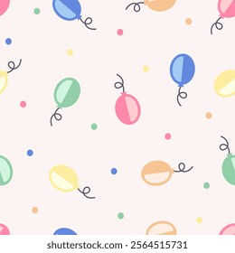 Seamless pattern vector of balloons and dots. Design festive template for fabric, wrapping, textile, wallpaper, card, paper gift, phone case, stationery.