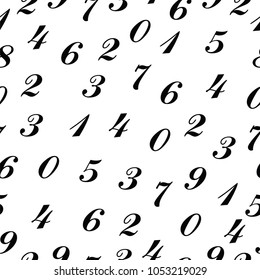 seamless pattern vector with black numbers isolated on white background