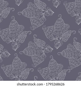  seamless pattern vector of blooming flowers  Spring floral set elements Ink doodle sketch illustration for design card invitation wallpaper wrapping paper fabric
