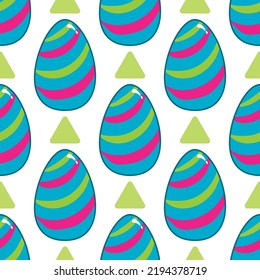 Seamless pattern with vector cartoon Easter eggs. Holiday illustration