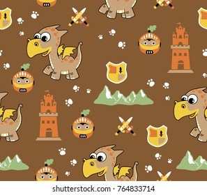 Seamless pattern vector of cartoon fairytale elements