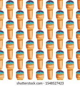 Seamless pattern with vector cartoon ice cream
