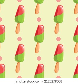 Seamless pattern with vector cartoon ice-cream . Endless sweet vector illustration