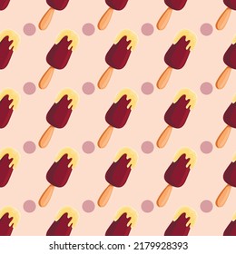 Seamless pattern with vector cartoon ice-cream . Endless sweet vector illustration
