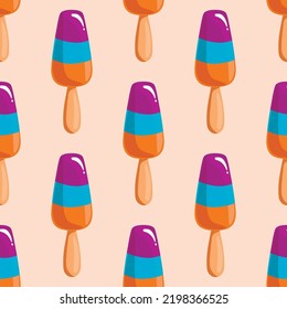 Seamless pattern with vector cartoon ice-cream . Endless sweet vector illustration