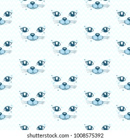 Seamless pattern vector, cat pattern, kids print, baby shower.Hand draw.