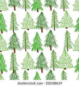 Seamless Pattern  vector with Christmas tree. Beautiful background 