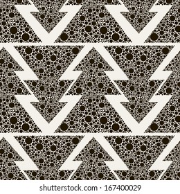 Seamless pattern. Vector Christmas trees. Stylish background from circles