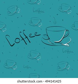 Seamless pattern vector of coffee cups. Coffee time. 