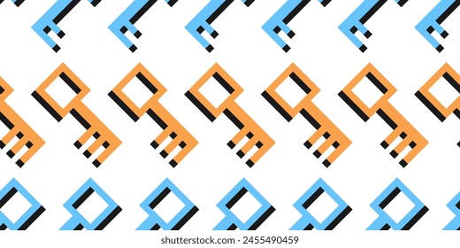 Seamless pattern with vector color keys, simple pixel style