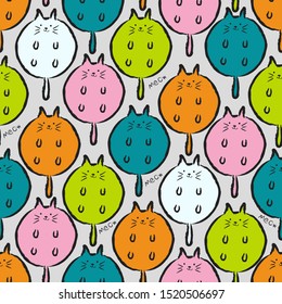 seamless pattern vector with colorful cats, decorative abstract background with animals