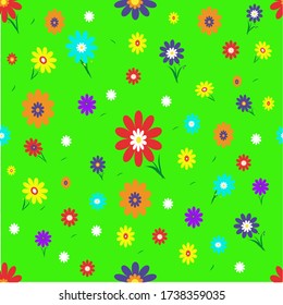 Seamless Pattern vector  colorful  flowers. Design can be used  for bags, t-shirt, textile, baby bedding, baby clothes,  paper packaging design.