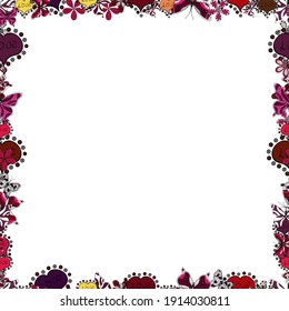 Seamless pattern. Vector. Comic style doodle frame consists of white, black and red border.