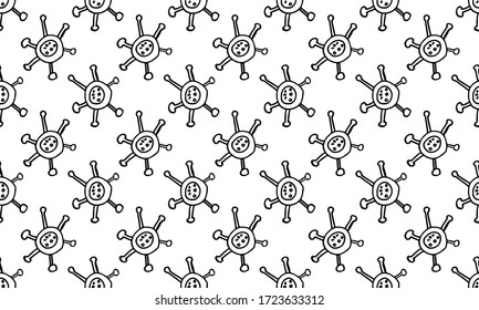 Nahtloses Muster mit Vektorcoronavirus-Illustration. Covid-19 Banner und Poster, Druckvorlage. Gesundheitswesen und medizinische Illustration