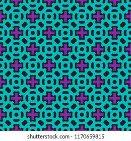 Seamless pattern. Vector cross color pattern Isolated on black background. Kids design for halloween.
