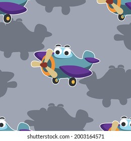 Seamless pattern vector of cute little airplane cartoon hand drawn vector illustration. For fabric textile, nursery, baby clothes, background, textile, wrapping paper and other decoration.