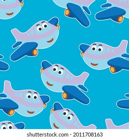 Seamless pattern vector of cute little airplane cartoon hand drawn vector illustration. For fabric textile, nursery, baby clothes, background, textile, wrapping paper and other decoration.