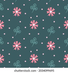 Seamless pattern vector design about cute pink cosmos flower. Floral pattern for wallpaper, backdrop, wrapping paper, fabric pattern.
