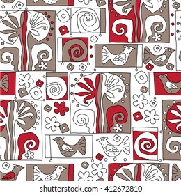 Seamless pattern ; vector; design; abstract; strip; circle; square; band; line; graphic picture; 