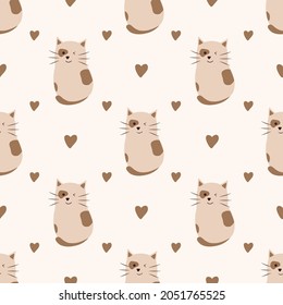 Seamless pattern vector design of adorable cat