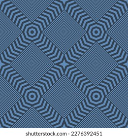 seamless pattern vector design and art,Seamless square pattern from geometrical abstract ornaments multicolored in blue and blue shades. Vector illustration.