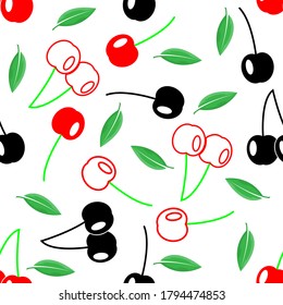Seamless Pattern Vector Design Cherry