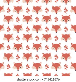 Seamless pattern vector design with cute fox