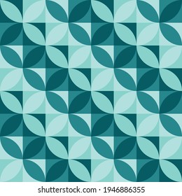 Seamless pattern vector design of a geometric mosaic with a retro and vintage style with red colors with circles and squares ideal for tiles, walls, wallpaper and decoration