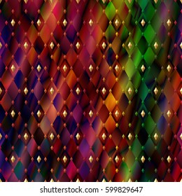 Seamless pattern. Vector design with rainbow rhombus. Print on textile. Abstract background. Geometric texture.