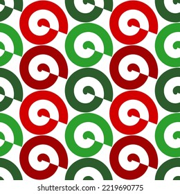 Seamless pattern vector design. Red green color of swirl. Concepts of paper, cloth, textile, printing, wrapping, sheet, bed, dress, tablecloth, dress, vacation, holiday, Chirstmas, new year, winter.