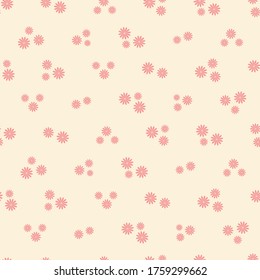 Seamless pattern vector design of small flowers on light yellow background. The cute template for fashion prints, wallpaper, textile, and wrapping paper.