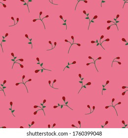 Seamless pattern vector design of small flowers on pink background. The cute template for fashion prints, wallpaper, textile, and wrapping paper.