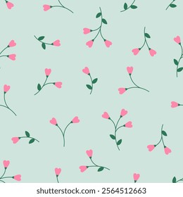 Seamless pattern vector design of small flowers and leaves. The cute floral template for fabric, wrapping, textile, wallpaper, card, paper gift, phone case, stationery.