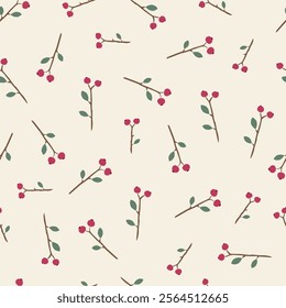 Seamless pattern vector design of small flowers and leaves. The cute floral template for fabric, wrapping, textile, wallpaper, card, paper gift, phone case, stationery.