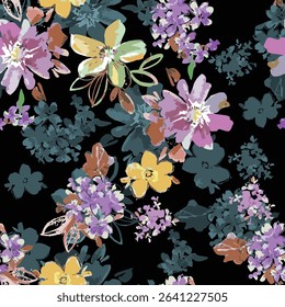 seamless pattern vector design, small flower arrangement pattern. pink and green color mix, for textile print ideas, or background image.