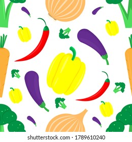 Seamless Pattern Vector Design Vegetables