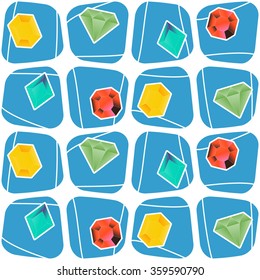 Seamless pattern with Vector diamond icons with long shadow for your design