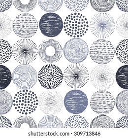 Seamless pattern with vector doodle circles texture, abstraction illustration.