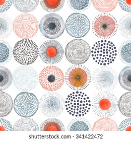 Seamless pattern with vector doodle circles colorful texture, abstraction illustration.