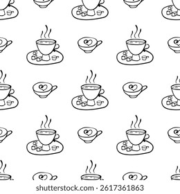 Seamless pattern with vector doodle cup. Can be used for making wallpaper, fabrics and other types of products