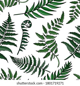 Seamless pattern. Vector drawing of tropical leaves. Beautiful decorative design