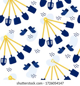 Seamless pattern with vector drawings of handmade basil twigs on a white isolated background. The tool is flat, cartoon. Registration of invitations, cards, banners, printing on fabric, covers