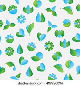 Seamless pattern with vector Eco Icons 