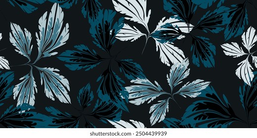 Seamless pattern vector of exotic floral shapes. Botany flower drawing for trendy fabric prints.